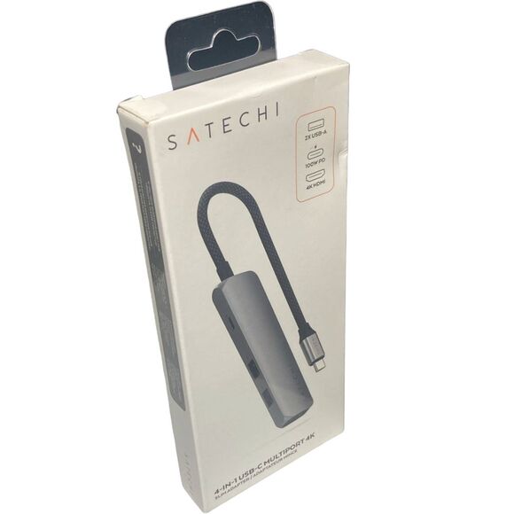 Satechi 4‑in‑1 USB‑C Hub, 4K/60Hz HDMI, 10Gbps, 100W PD, Braided Cable – Gray - Picture 3 of 7